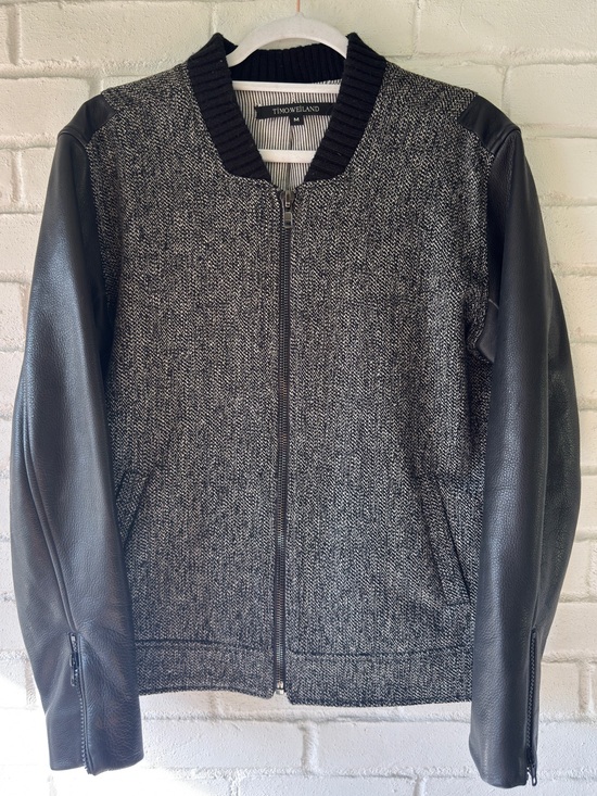 Timo Weiland Other - *RARE* TIMO WEILAND Leather & Herringbone Wool Bomber Jacket - Men’s MEDIUM